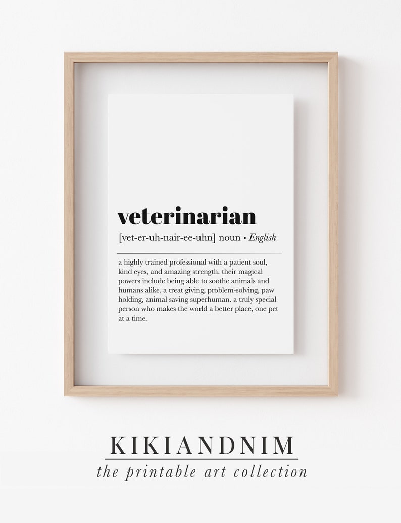 Veterinarian Definition Print Veterinarian Gift Etsy