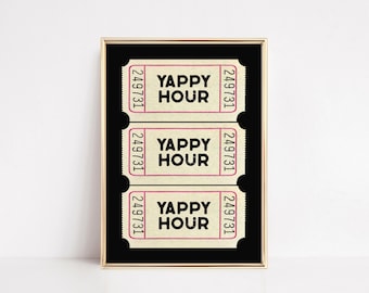 Barwagen Dekor | trendige Wandkunst | fröhliche Stunde Zeichen | Cocktailkunst | yappy Hour-Eintrittskarten | bar Wandkunst | kikiandnim | Digitaldruck