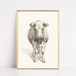 vintage farmhouse art print | antique cow sketch | vintage printable wall art | farmhouse decor | farm life print | digital download