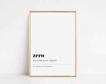 Zero Definition Print | Funny Boys Dorm Room Wall Art | Minimalist Poster | KIKIANDNIM | Digital Download