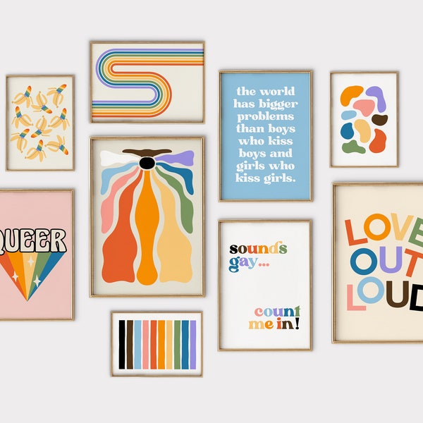 pride wall art | 9 PRINTABLES | subtle pride decor | queer art | LGBTQ art | pride prints | alphabet mafia | kikiandnim | printable wall art