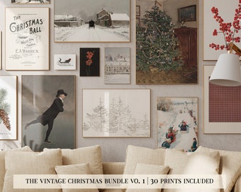 vintage christmas prints mega bundle | 30 CHRISTMAS PRINTABLES | christmas wall art | christmas art | kikiandnim | printable wall art