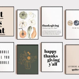 Decoração de Ação de Graças para imprimir | 16 pôsteres de Ação de Graças | Pacote MEGA para parede de galeria | Impressões de decoração de outono | kikiandnim | Download digital