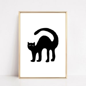 cute halloween decor | black and white cat wall art | halloween print | spooky decor | halloween wall art | kikiandnim | printable wall art