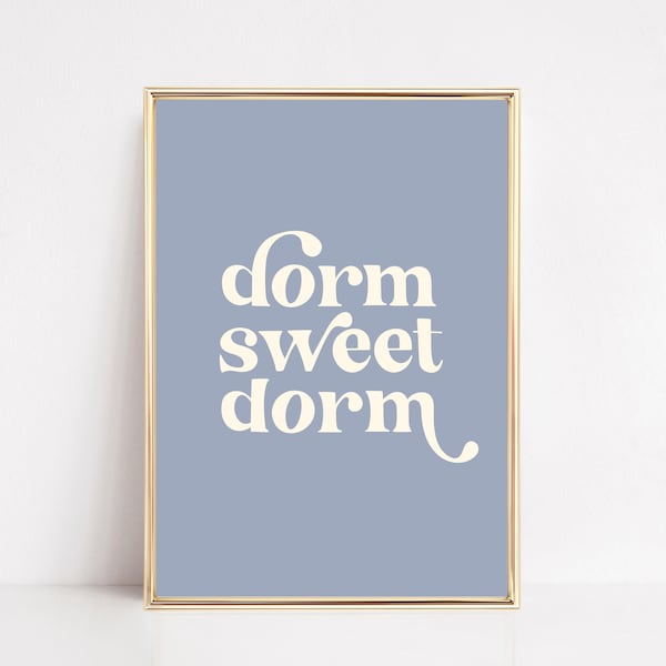 dorm sweet dorm print | dorm decor for college girls | retro wall art | dorm wall art | typography print | kikiandnim | digital print