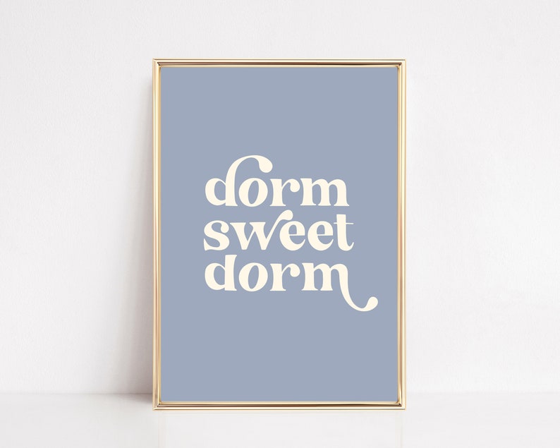 dorm sweet dorm print dorm decor for college girls retro wall art dorm wall art typography print kikiandnim digital print image 1