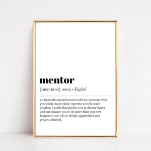 mentor definition print | mentor gift for women | inspirational wall decor | gift for boss | minimalist print | kikiandnim | digital art image 1