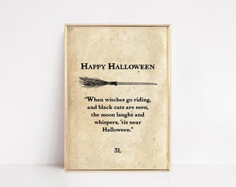 ブックページデコレーション | ヴィンテージハロウィンデコレーション | ハロウィンプリント | ハロウィンウォールアート | 魔女が空を飛ぶとき | kikiandnim | デジタルプリント