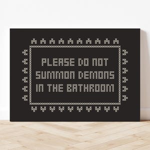 halloween bathroom decor | halloween bathroom wall art | gothic home decor | funny art | cross stitch wall art | kikiandnim | digital print image 6