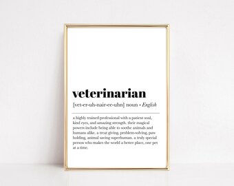 veterinarian definition print | veterinarian gift | veterinarian grad gift | vet gift | veterinarian office decor | digital download