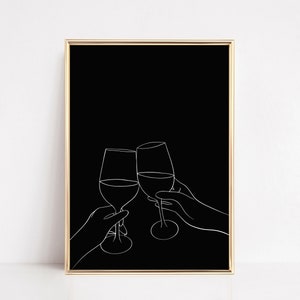バーアート | バープリント | バーカートの装飾 | バーカートアクセサリー | バーカートプリント | ラインアート | バーの壁の装飾 | kikiandnim | 印刷可能な壁アート