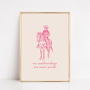 pink cowboy wall art | western wall art | pink wall art | trendy decor | funny cowboy print | horse wall art | kikiandnim | digital print