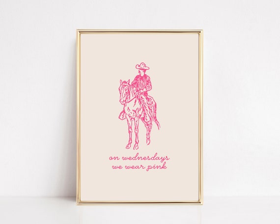 pink cowboy wall art | western wall art | pink wall art | trendy decor | funny cowboy print | horse wall art | kikiandnim | digital print