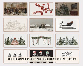 christmas frame tv art set of 70 | samsung frame tv art christmas | holiday frame tv art | the frame tv art | kikiandnim | digital download
