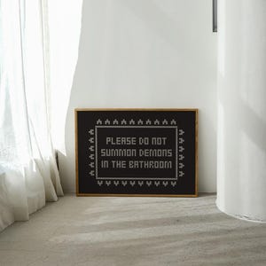 halloween bathroom decor | halloween bathroom wall art | gothic home decor | funny art | cross stitch wall art | kikiandnim | digital print image 5