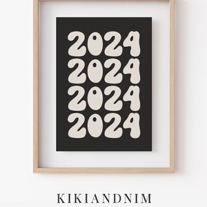 New Year 2024 Printable Retro Nye Decorations Trendy New Years Eve ...