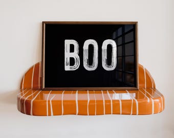 Minimalist Halloween Decor | Funny Boo Art Print | KIKIANDNIM | Horizontal Digital Download