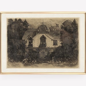 dark academia print | vintage halloween decor | haunted house | gothic decor | victorian architecture print | kikiandnim | digital print