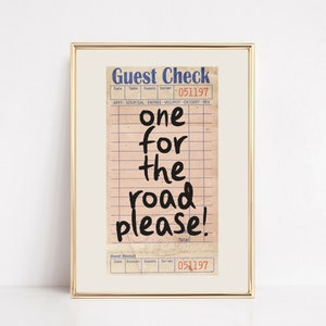 guest check print | trendy bar cart wall art | guest check poster | bar cart decor | retro wall art | preppy print | kikiandnim digital art