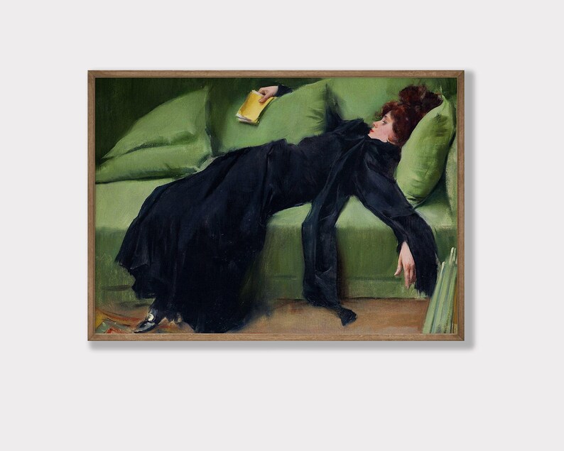 moody wall art | emerald green art | vintage bar cart print | dark academia decor | vintage woman portrait | kikiandnim | printable wall art image 5
