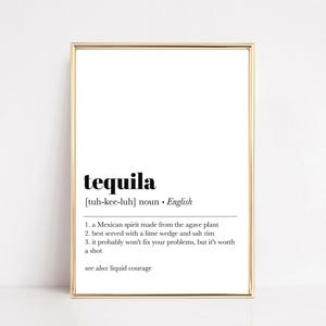 Tequila Definition Print | Modern Bar Cart Decor | Minimalist Kitchen Printable Wall Art (Digital Download)
