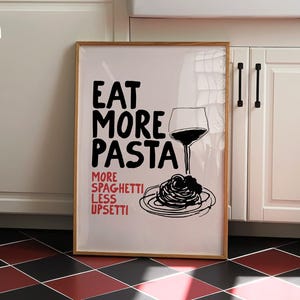 pasta wall art | aesthetic kitchen poster | kitchen wall art | large wall art | trendy apartment decor | kikiandnim | digital wall art print image 5