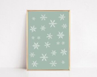 Blue Snowflake Christmas Print | Holiday Wall Art | Christmas Home Decor (Digital Download)