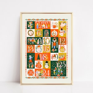 calendario de adviento de navidad / calendario de adviento imprimible / signo de cuenta regresiva de navidad / impresión de navidad / decoración navideña / arte de pared imprimible