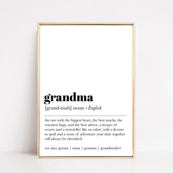 grandma definition print | christmas gift for grandma | grandmother definition | grandma wall art | kikiandnim | printable wall art