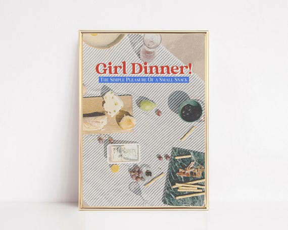 retro kitchen decor | girl dinner print | aesthetic kitchen wall art | funny kitchen print | trendy wall art | kikiandnim | digital print