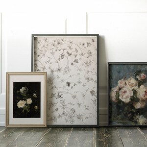 light academia decor | cottagecore print | vintage floral wall art | antique botanical art print | kikiandnim | printable wall art image 4
