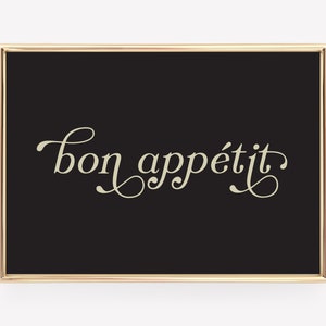 kitchen print | bon appetit sign | kitchen wall art | french kitchen decor | dining room wall art | kikiandnim | digital download