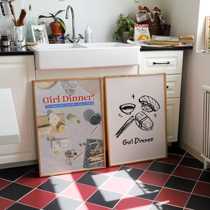 Retro Küchen Dekor | Mädchen Abendessen Druck | ästhetische Küche Wandkunst | lustiges Küchendekor | trendige Wandkunst | kikiandnim | Digitaldruck Bild 7