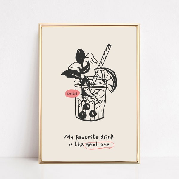 trendy bar cart wall art | cocktail print | alcohol print | boho bar art print | bar cart accessories | kikiandnim | printable art