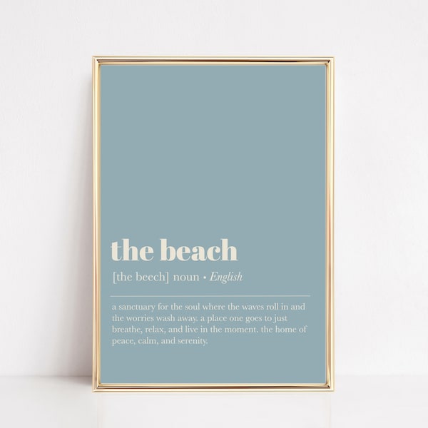 strandhuisdecoratie | strandhuisbord | stranddefinitie afdrukken | cadeau voor strandhuis | blauwe strandkunstprint | kikiandnim | digitale afdruk