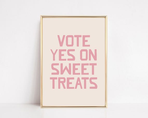 pink girly wall art | cute kitchen print | sweet treat | funny living room decor | apartment decor | kikiandnim | digital wall art print