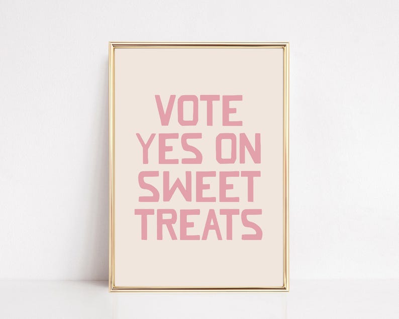 pink girly wall art | cute kitchen print | sweet treat sign | funny dorm decor | apartment decor | kikiandnim | digital download image 1
