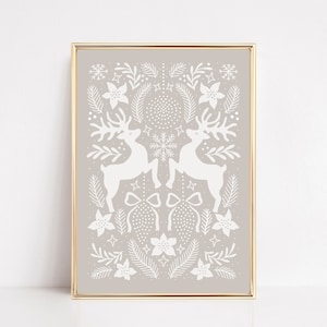 arte de parede de renas | decoração de natal neutra | decoração de férias | impressão de natal | arte clássica de parede de natal | kikiandnim | arte de parede para imprimir