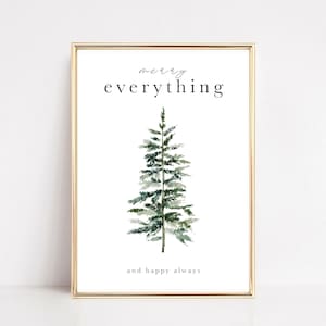 christmas tree print | christmas printable wall art | merry everything | christmas wall art | modern holiday decor | digital download