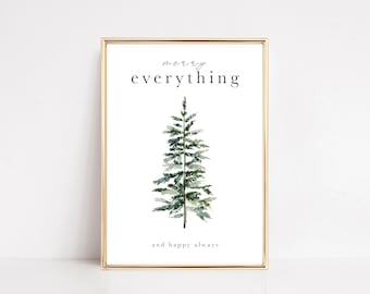 christmas tree print | christmas printable wall art | merry everything | christmas wall art | modern holiday decor | digital download