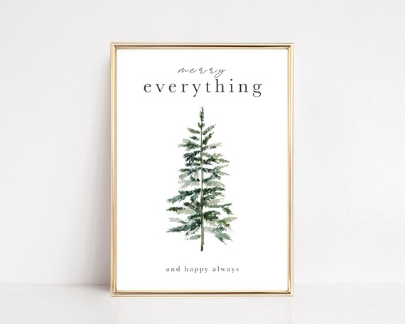 Christmas Tree Print Christmas Printable Wall Art Merry - Etsy