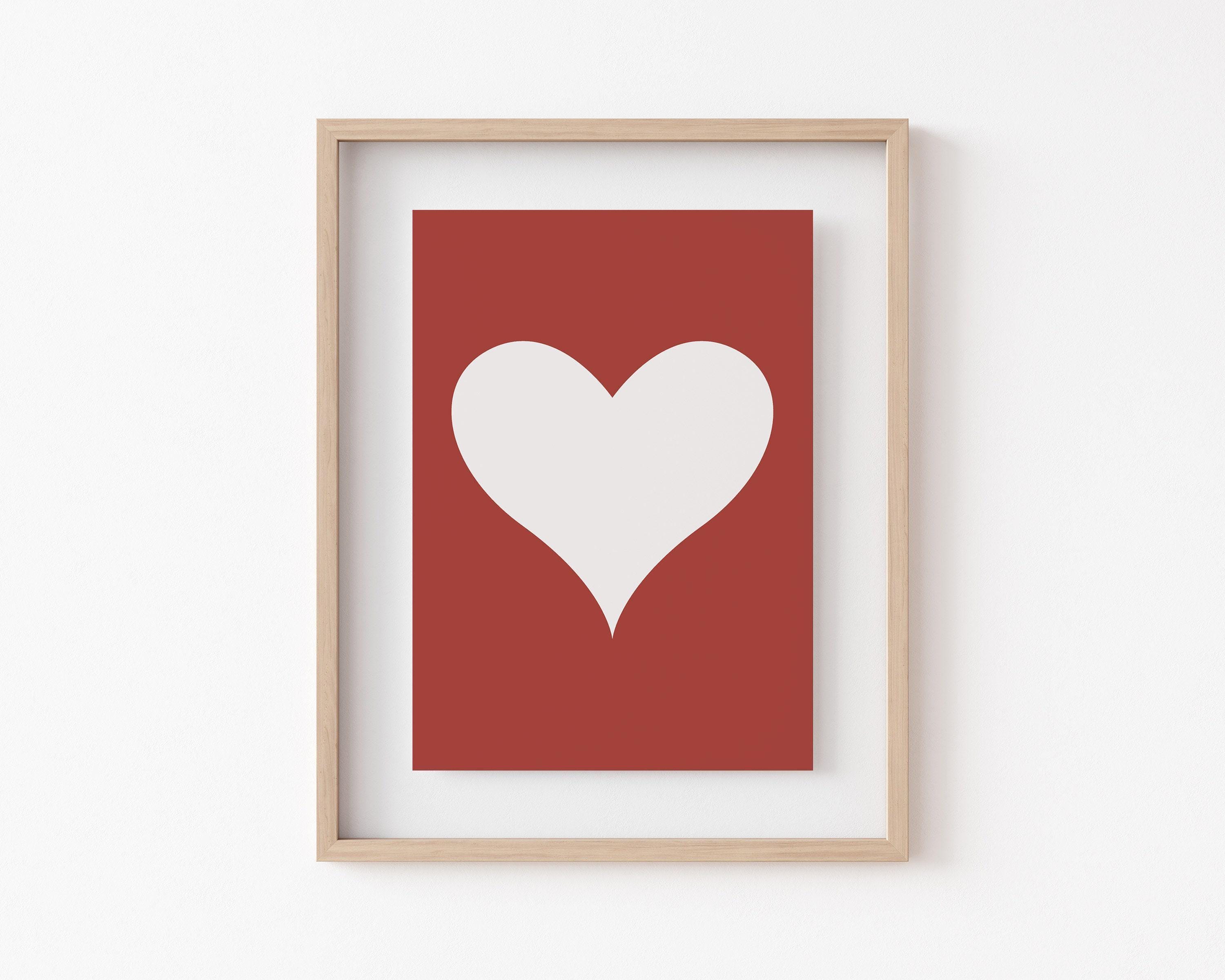 Romantic Wall Art | Valentines Day Wall Art | Red Heart Print | Modern ...