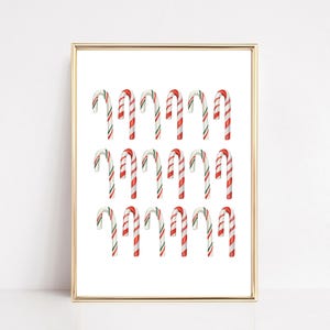 christmas candy cane decor | candy cane printable wall art | candy cane art | classic christmas wall art | kikiandnim | digital print image 1