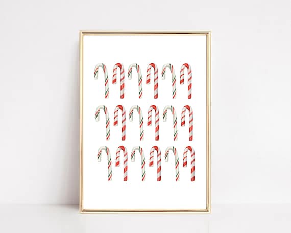 christmas candy cane decor | candy cane printable wall art | candy cane art | classic christmas wall art | kikiandnim | digital print