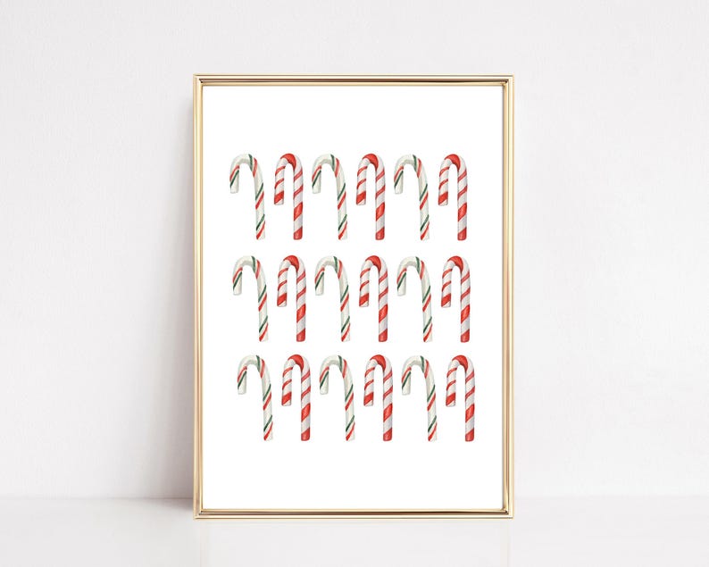 christmas candy cane decor | candy cane printable wall art | candy cane art | classic christmas wall art | kikiandnim | digital print image 1