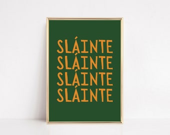 ireland slainte sign | green wall art | bar cart print | cute st. patrick's day decor | bar cart decor | kikiandnim | printable wall art