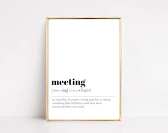 funny home office poster | meeting definition print | home office decor | home office art | office wall art | digital download