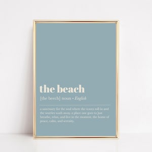 strandhuisdecoratie | strandhuisbord | stranddefinitie afdrukken | cadeau voor strandhuis | blauwe strandkunstprint | kikiandnim | digitale afdruk