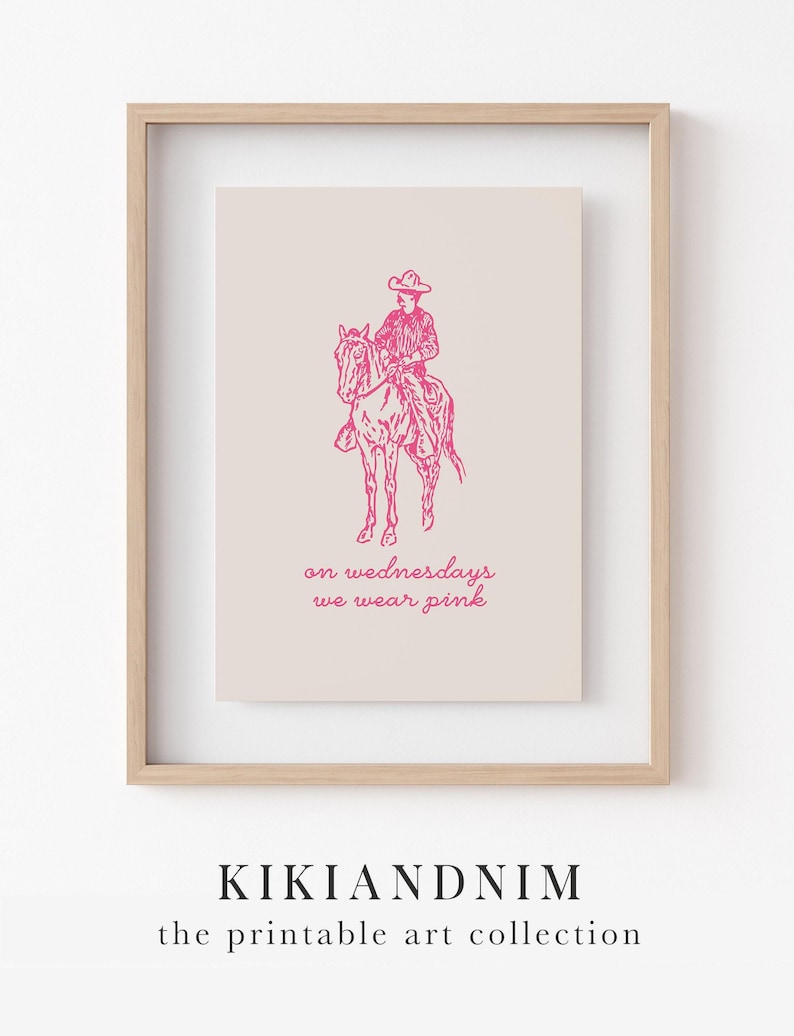 pink cowboy wall art | western wall art | pink wall art | trendy decor | funny cowboy print | horse wall art | kikiandnim | digital print image 9