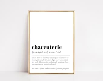 charcuterie definition print | kitchen printable wall art | charcuterie board print | kitchen print | minimalist art | instant download